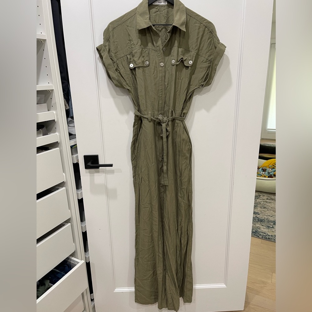 Army green mango jumpsuit, s